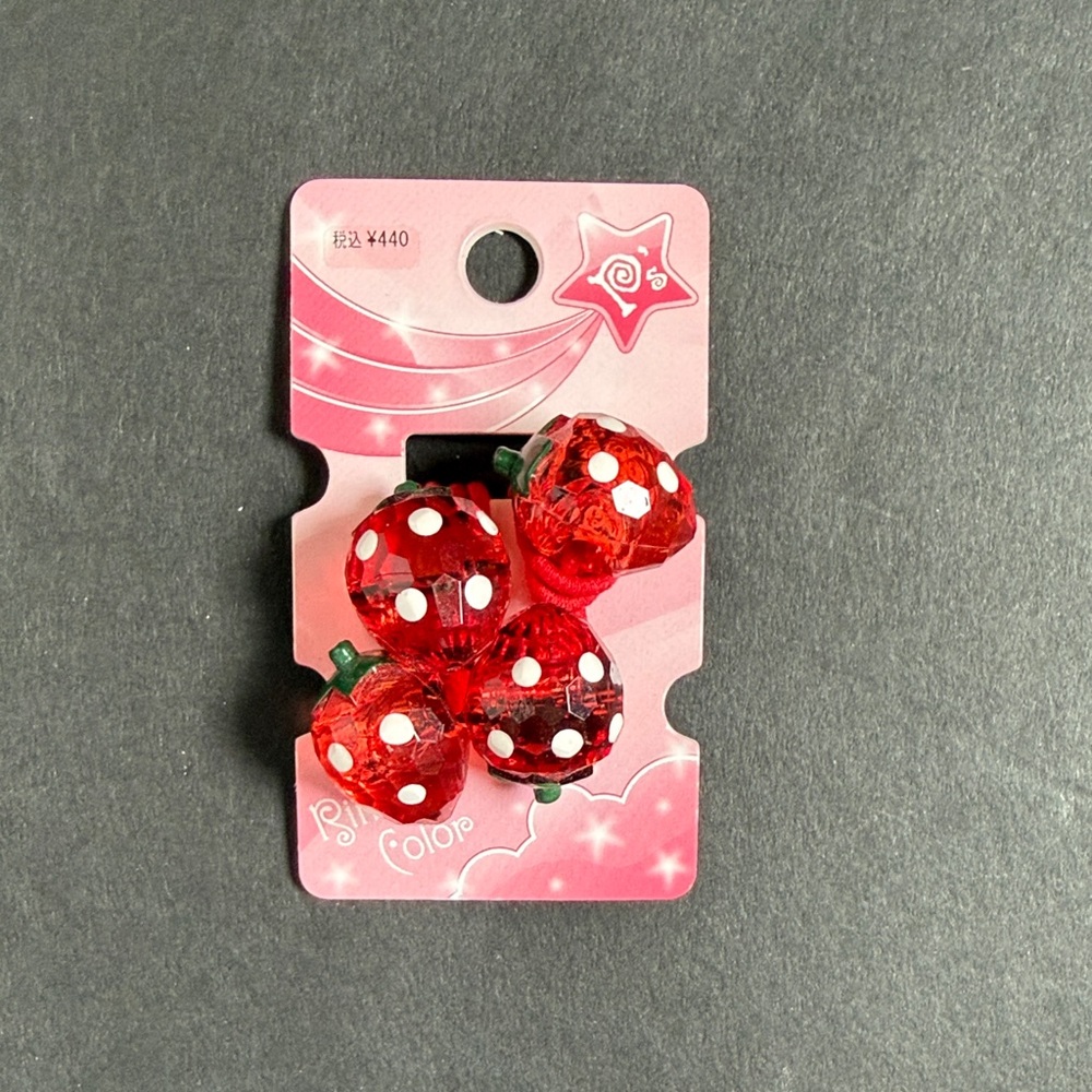 New 4 Red Strawberry Hair Ties (Elastics)